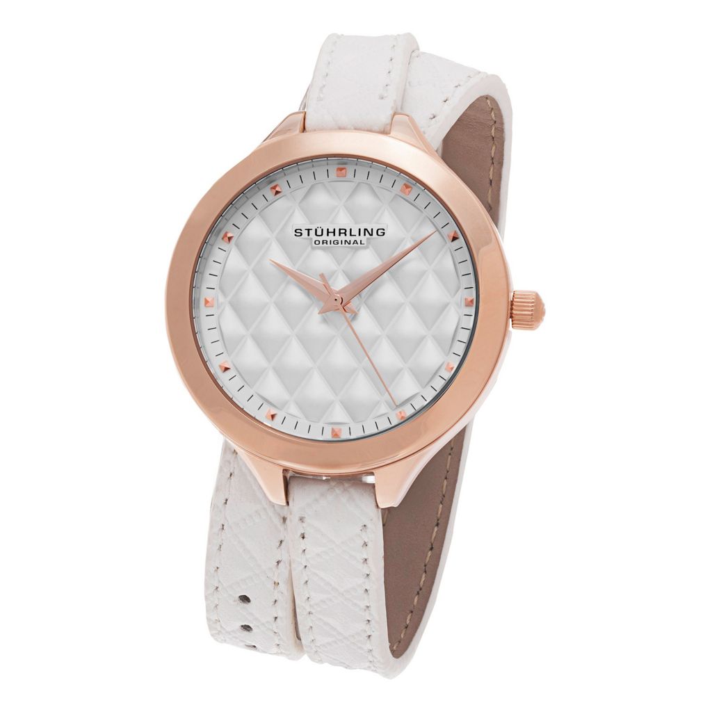 Stuhrling Original Women s Vogue Quartz Double Wrap Leather Strap Watch ShopHQ