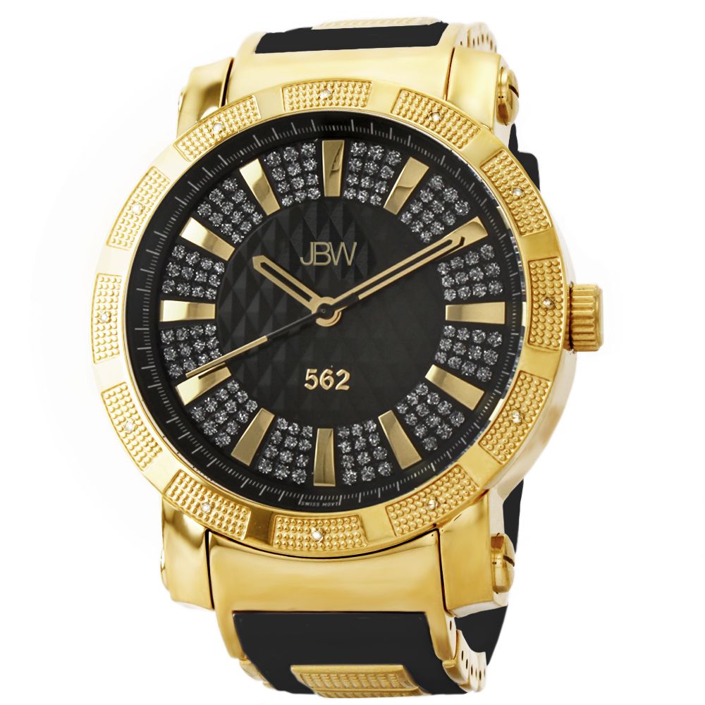 JBW Men s 50mm 562 Swiss Quartz Diamond Accented Rubber Strap Watch ShopHQ