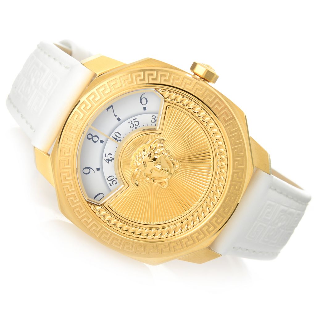 Versace Women s Dylos Swiss Made Quartz Sapphire Crystal Leather Strap Watch ShopHQ