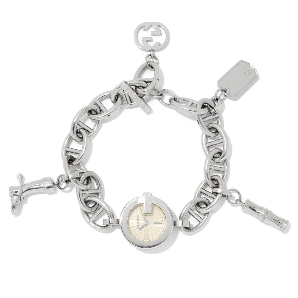 Gucci Women S G Charms Swiss Made Quartz Charm Stainless Steel Toggle Bracelet Watch Shophq