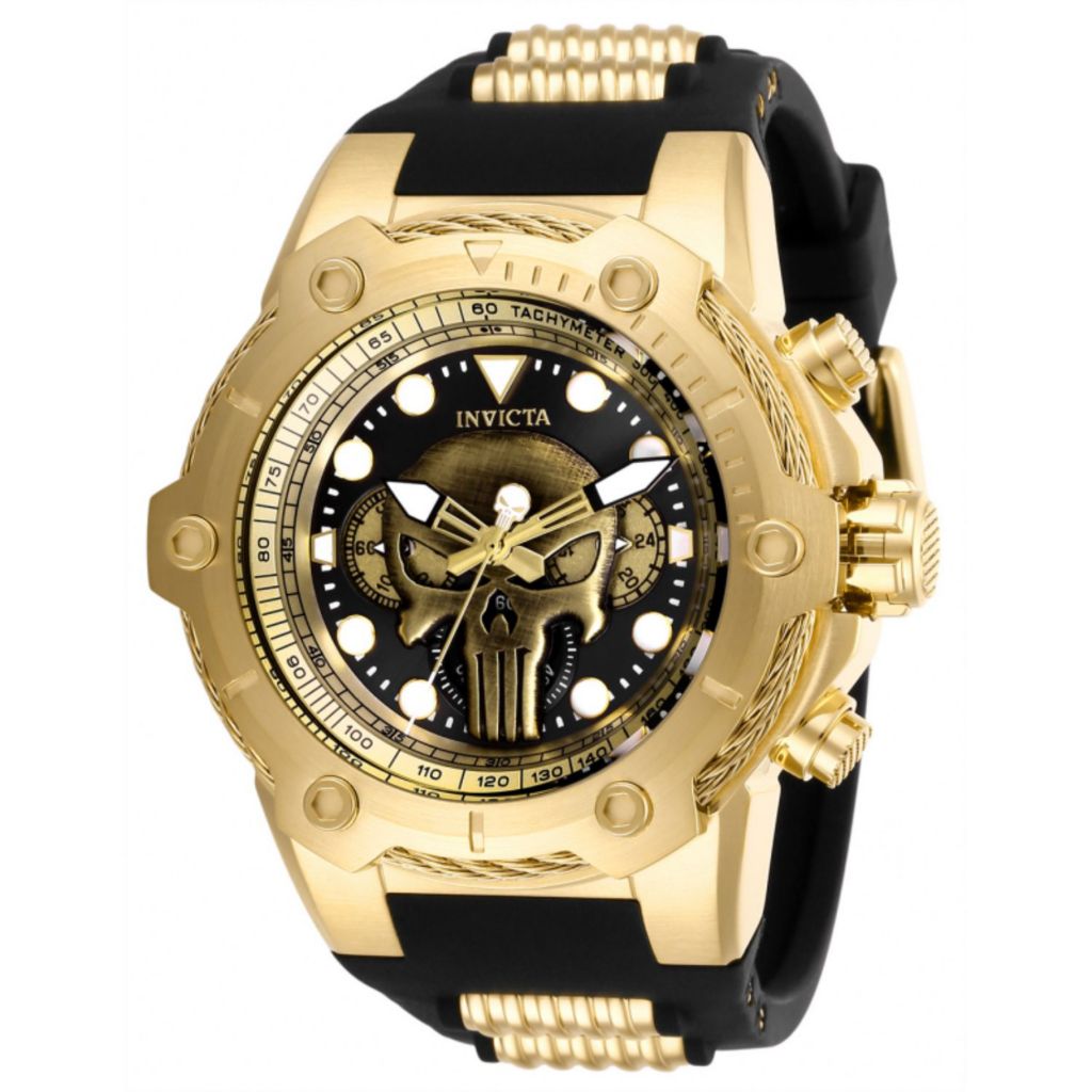 Invicta Marvel Men s 52mm The Punisher Bolt Limited Edition Quartz Chronograph Silicone Strap Watch ShopHQ