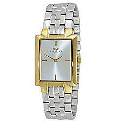 Oniss Women's Rectangular Swiss Quartz Silver-tone Dial Two-tone Stainless Steel Bracelet Watch