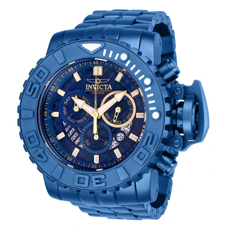 Invicta Men S 58mm Sea Hunter Blue Label Swiss Quartz Chronograph Stainless Steel Bracelet Watch Shophq