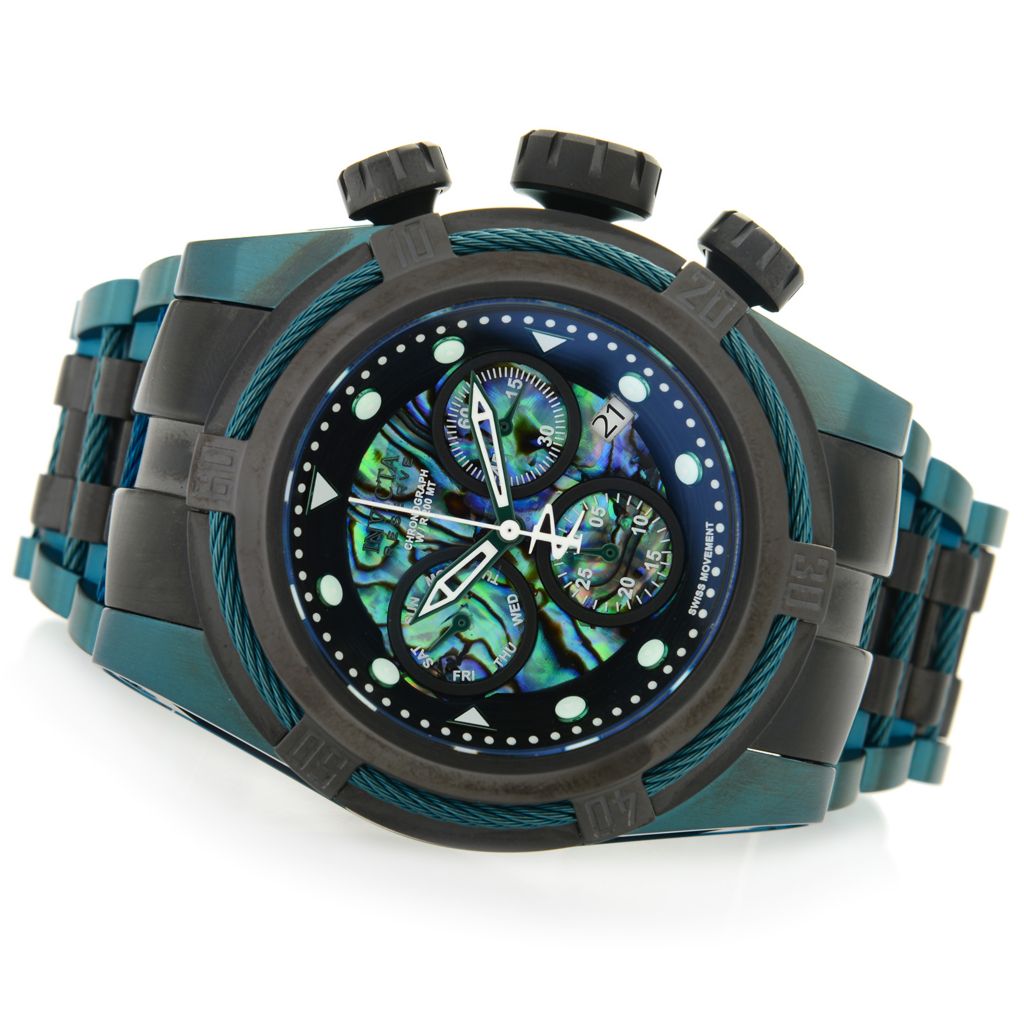 As Is Invicta Reserve Men s 53mm Bolt Zeus Quartz Chronograph Abalone Dial Bracelet Watch ShopHQ