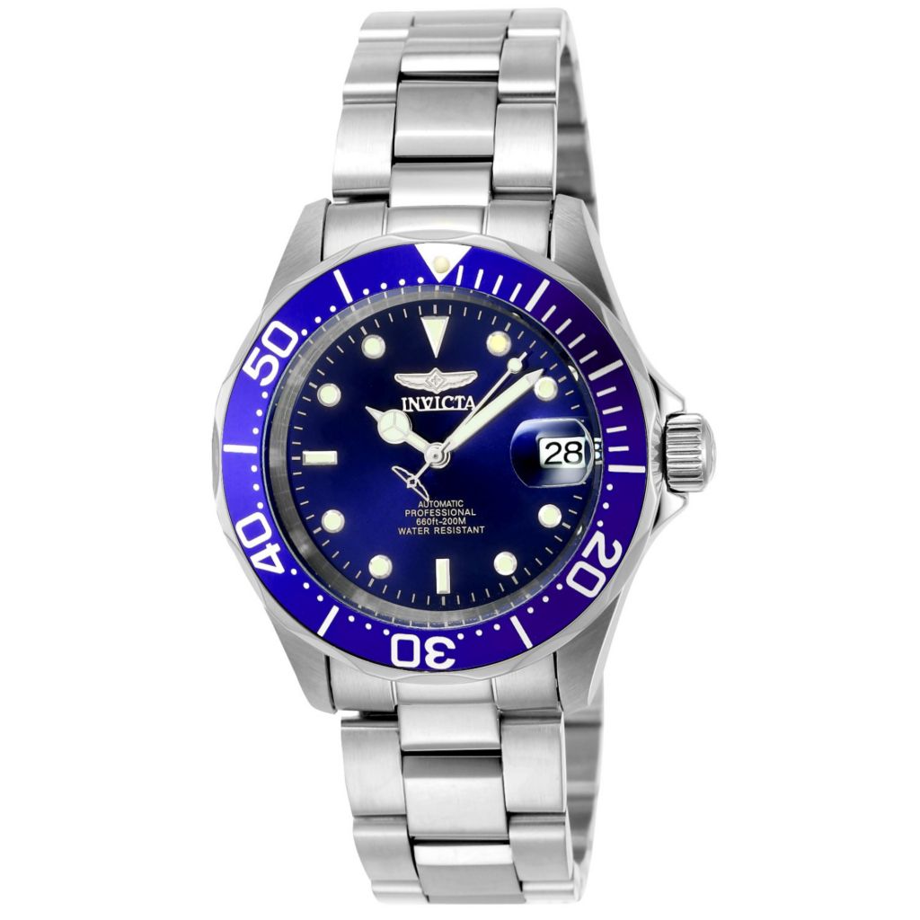 Edition Fatal forlænge Invicta 40mm Pro Diver 9094 Automatic Date Blue Dial Stainless Steel  Bracelet Watch - ShopHQ.com