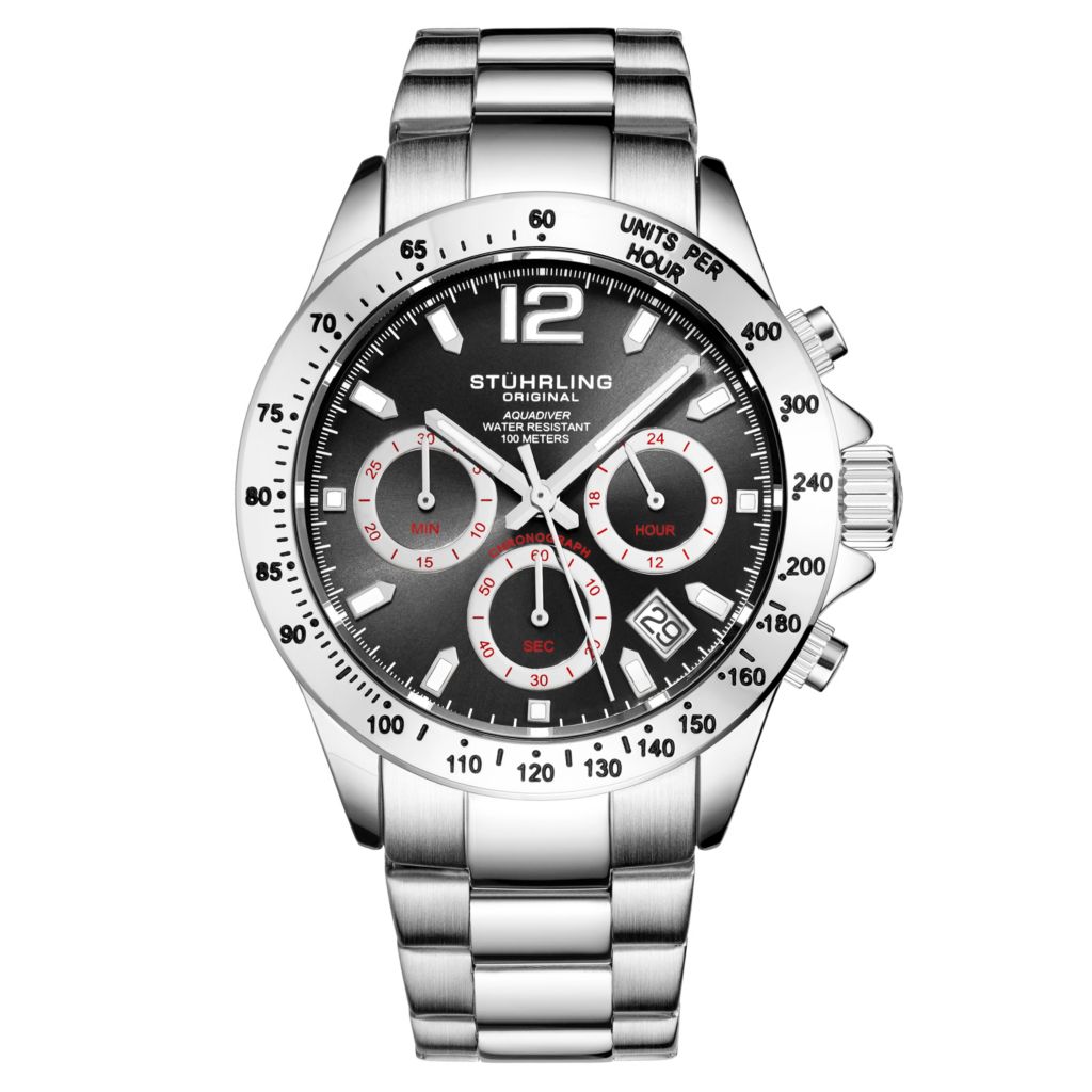 stuhrling men's stainless steel chronograph watch