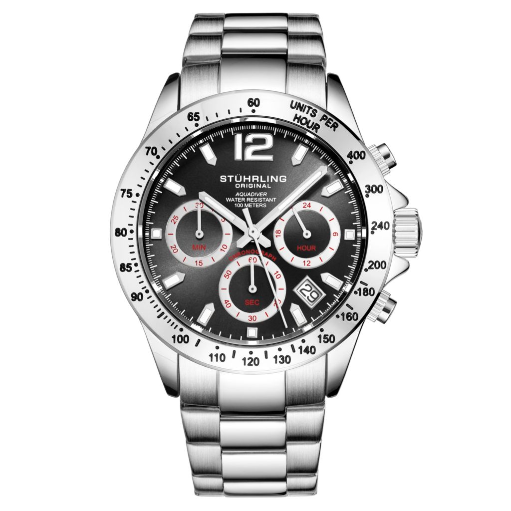 stuhrling original men's stainless steel chronograph watch