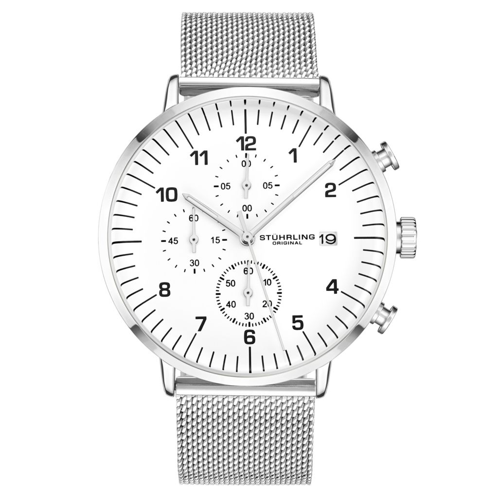 stuhrling original men's stainless steel chronograph watch
