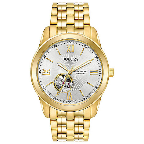 Bulova Men's 42mm Automatic Gold-tone Stainless Steel Bracelet Watch on  sale at shophq.com - 664-614