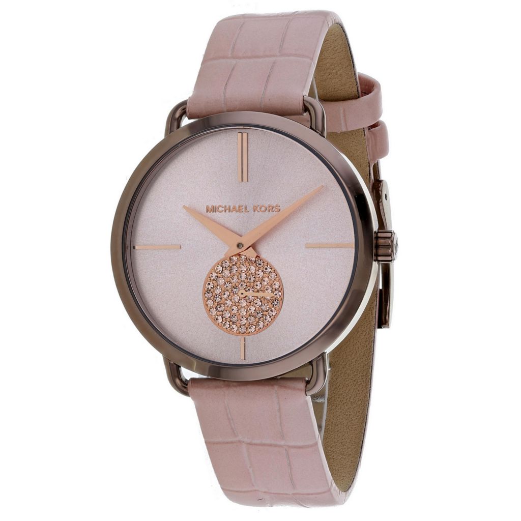 michael kors pink leather watch