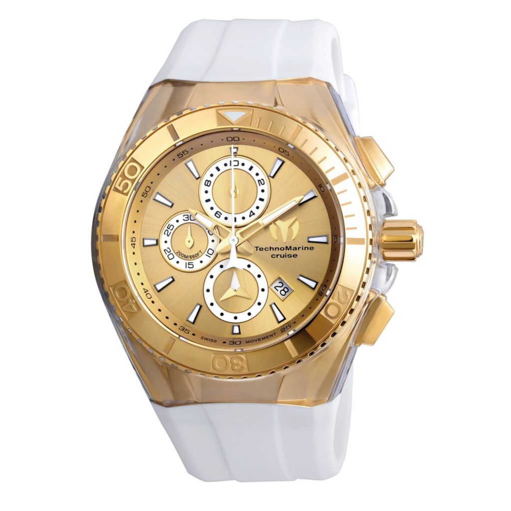 TechnoMarine Men's 46mm Cruise Quartz Silicone Strap Watch w/ Extra Strap \u0026  Cover - ShopHQ.com