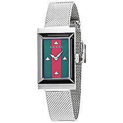 Gucci Women's G-Frame 39mm Swiss Made Quartz Striped Dial Stainless Steel Bracelet Watch