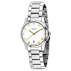 Gucci Women's G-Timeless Swiss Made Quartz Date Silver-tone Stainless Steel Bracelet Watch