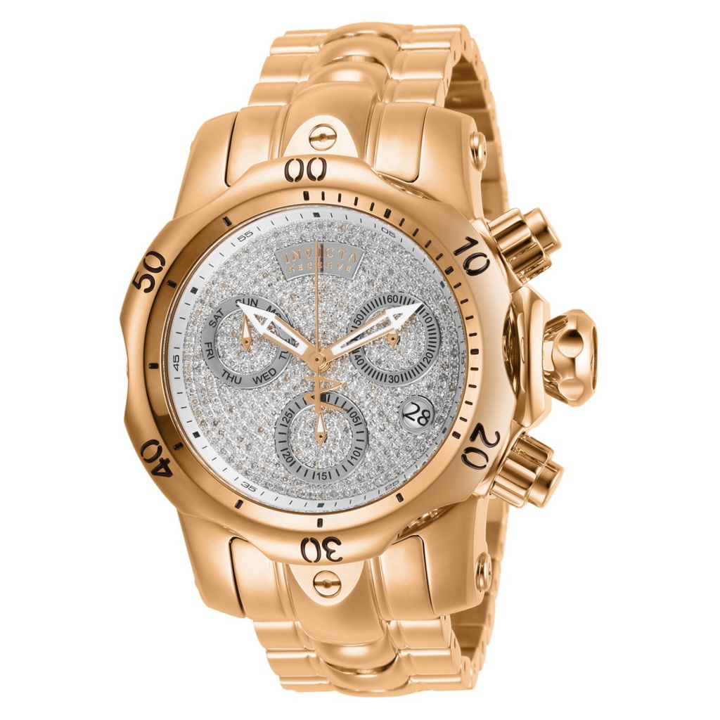 As Is Invicta Reserve 46mm Venom Swiss Quartz Chronograph 1.46ctw Diamond Bracelet Watch ShopHQ