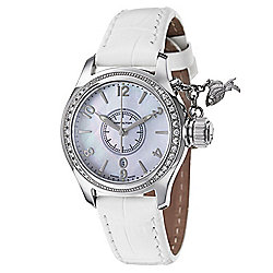 Hamilton Women's Swiss Made SeaQueen Fish Quartz Diamond Acct Mother-of-Pearl Leather Strap Watch