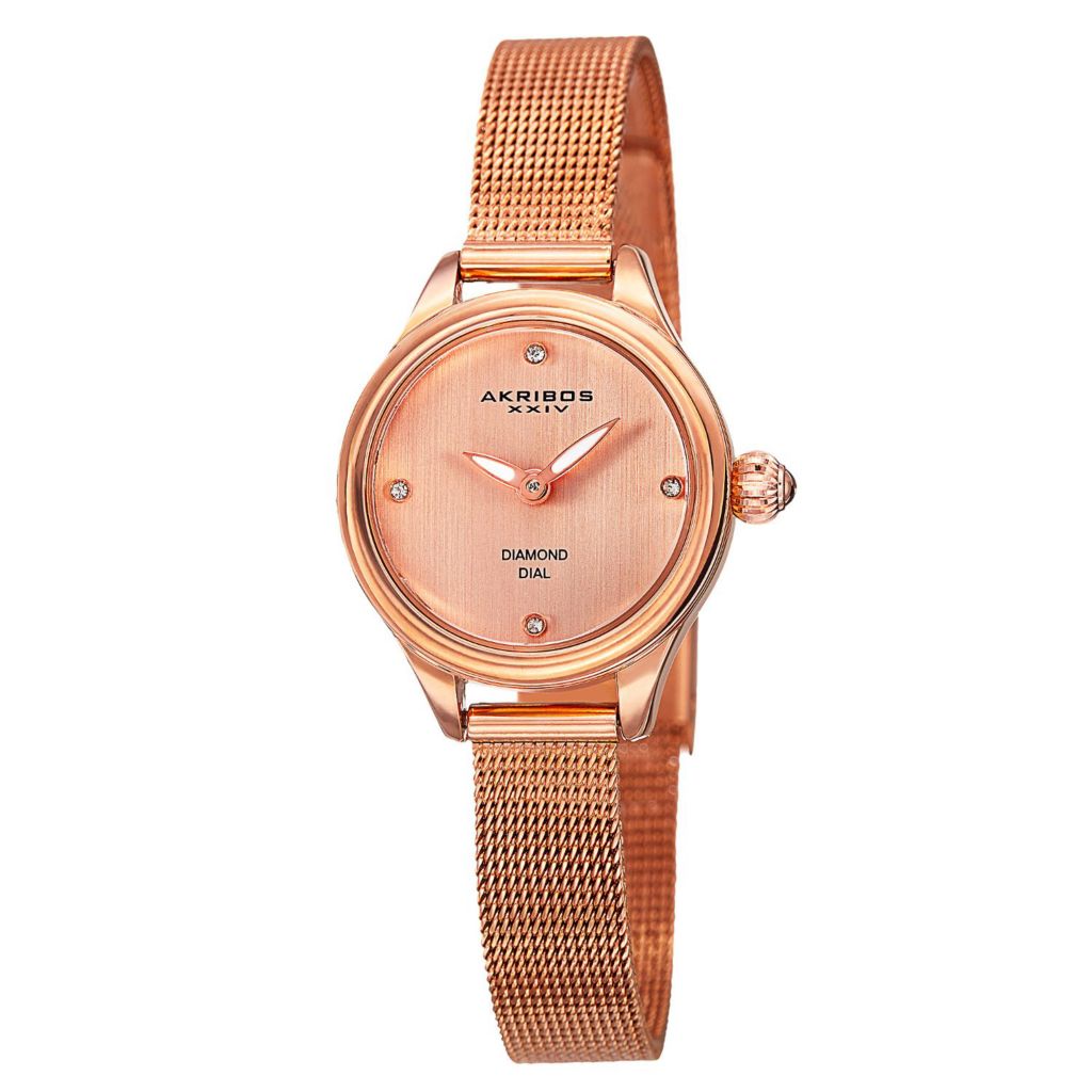 Akribos xxiv women's rose gold & diamond watch best sale