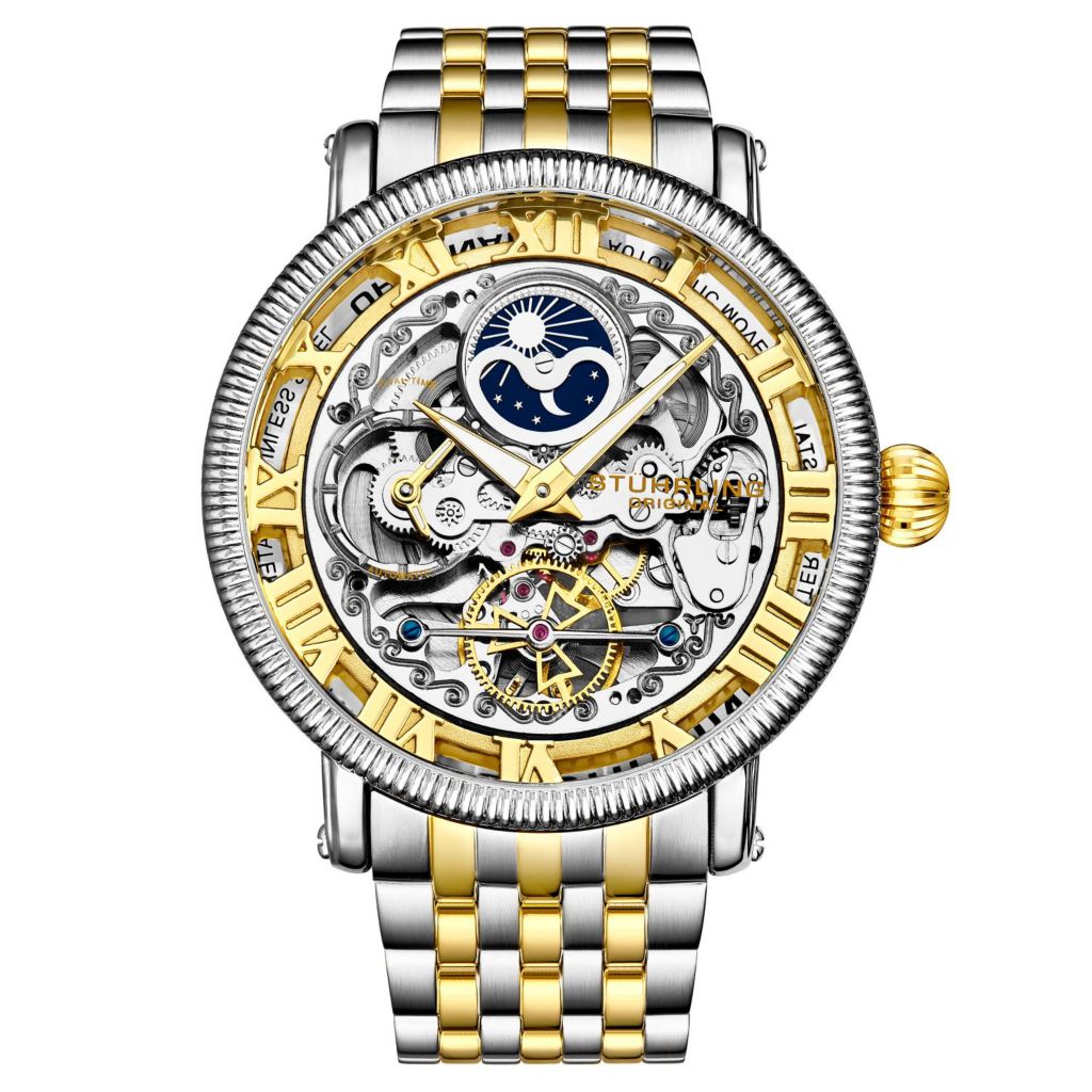 Stuhrling Original Men s 49mm Legacy Automatic Skeletonized Dual Time Bracelet Watch ShopHQ