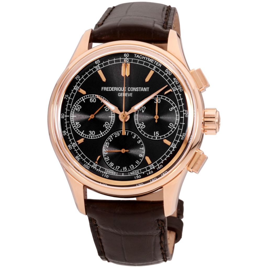 Frederique Constant Men S 42mm Flyback Mechanical Automatic Chronograph Leather Strap Watch Shophq