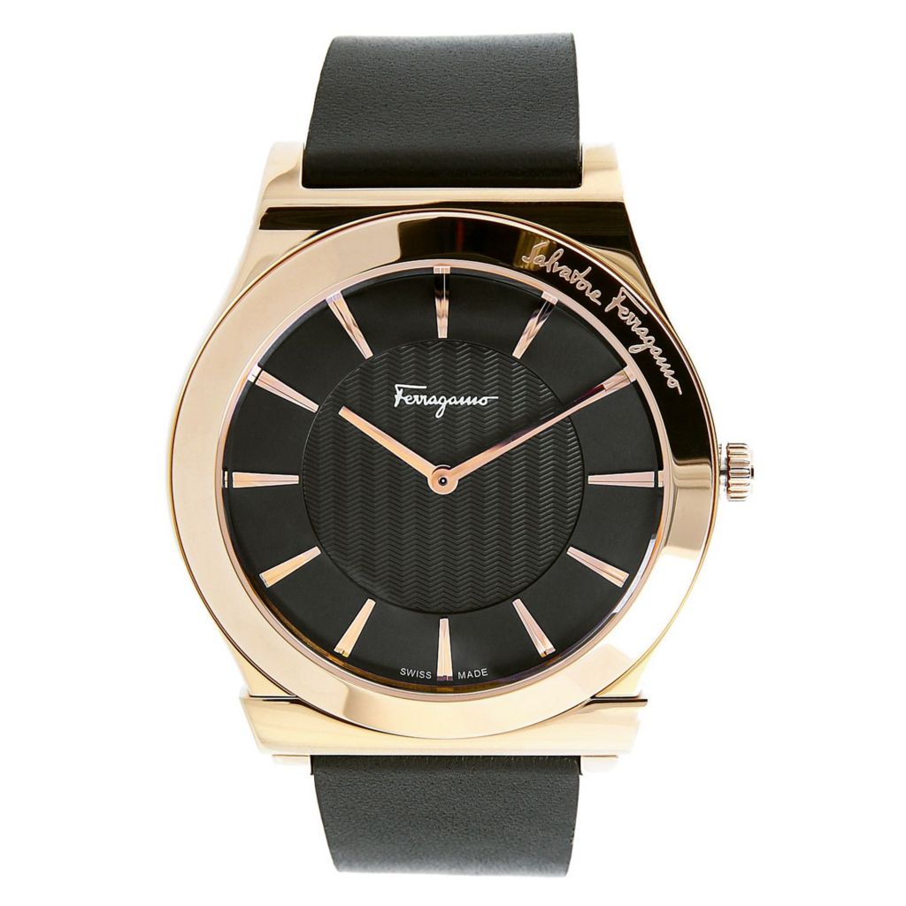 salvatore ferragamo 1898 stainless steel black dial men's watch