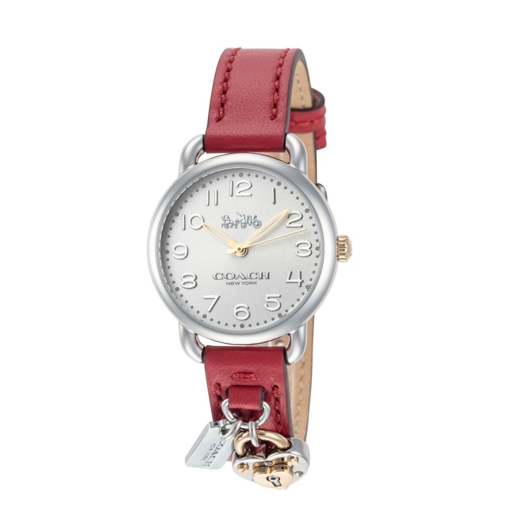 Coach Women S Delancey Quartz Charm Leather Strap Watch Shophq