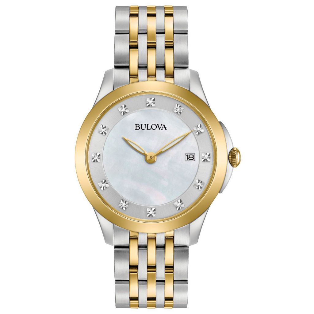 bulova women's two tone diamond watch