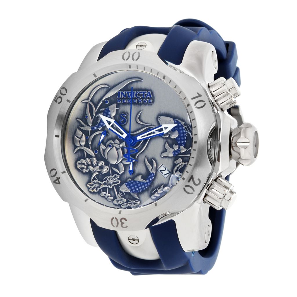 Invicta Reserve Men s 52mm Venom Koi Swiss Quartz Chronograph Silicone Strap Watch