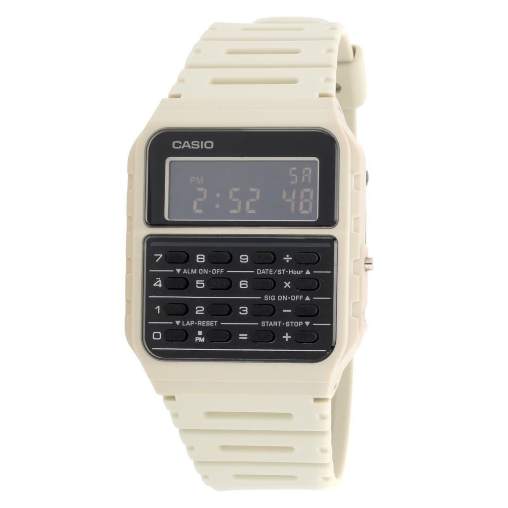 Casio 43mm Ca53w Quartz Digital Data Bank 8 Digit Calculator Strap Watch Shophq