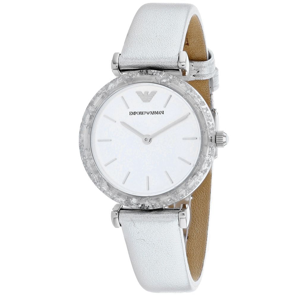 armani leather strap watch women's