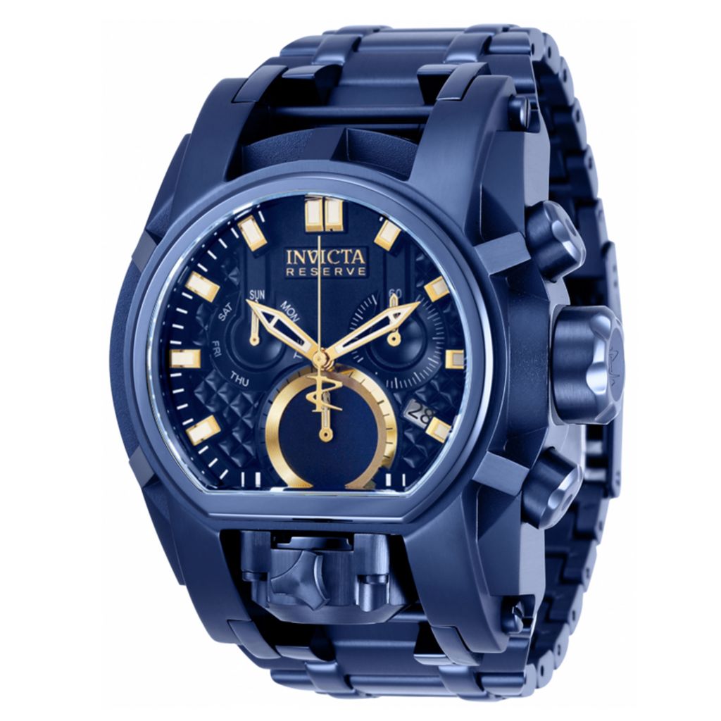 Invicta Reserve Men s 52mm Bolt Zeus Magnum Blue Label Swiss Quartz Chronograph Bracelet Watch ShopHQ