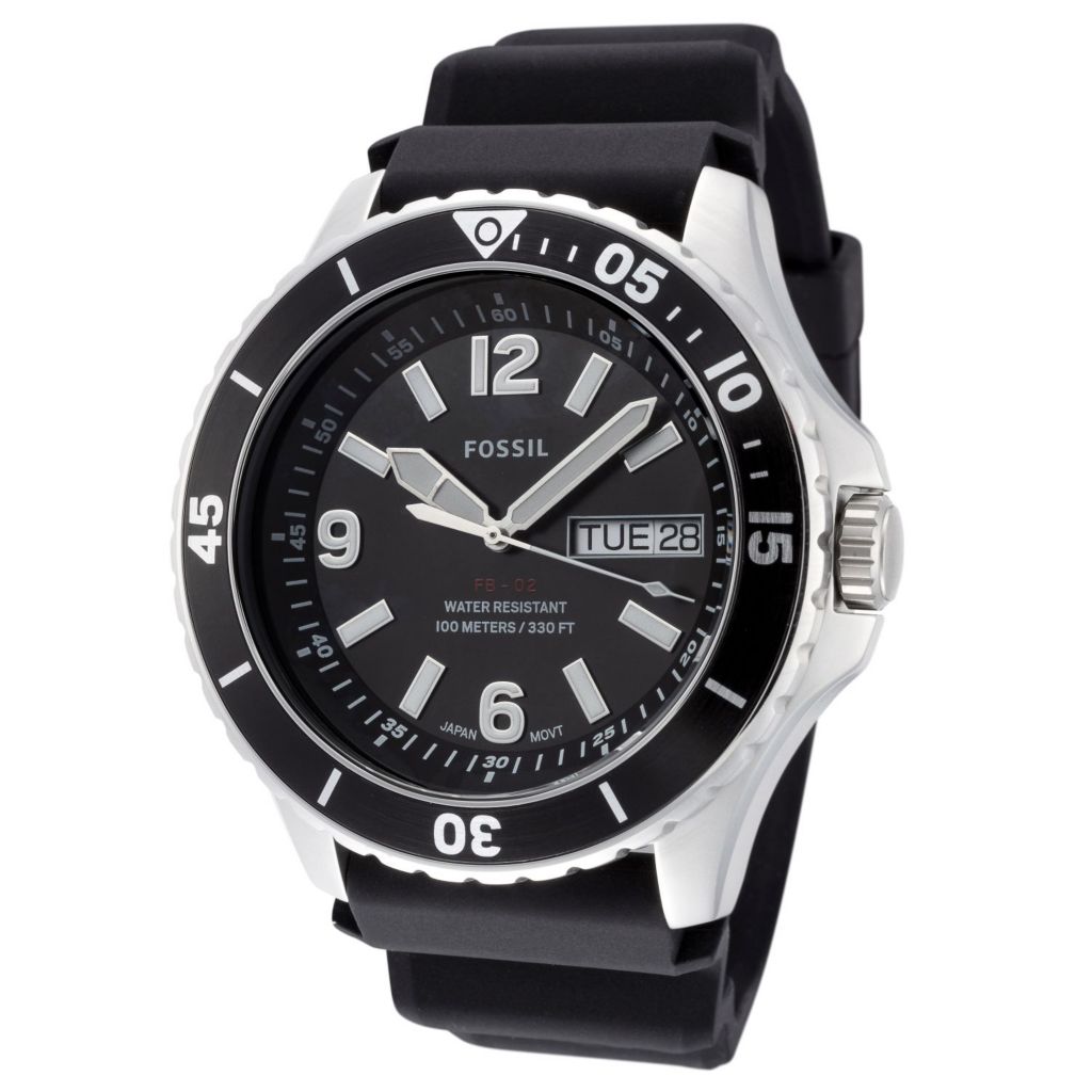 fossil black silicone watch