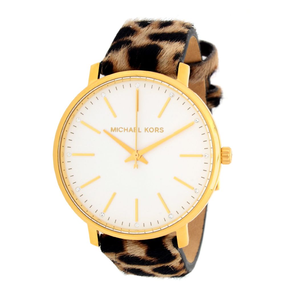 Michael Kors Women's 38mm Pyper Quartz Animal Print Calf Hair