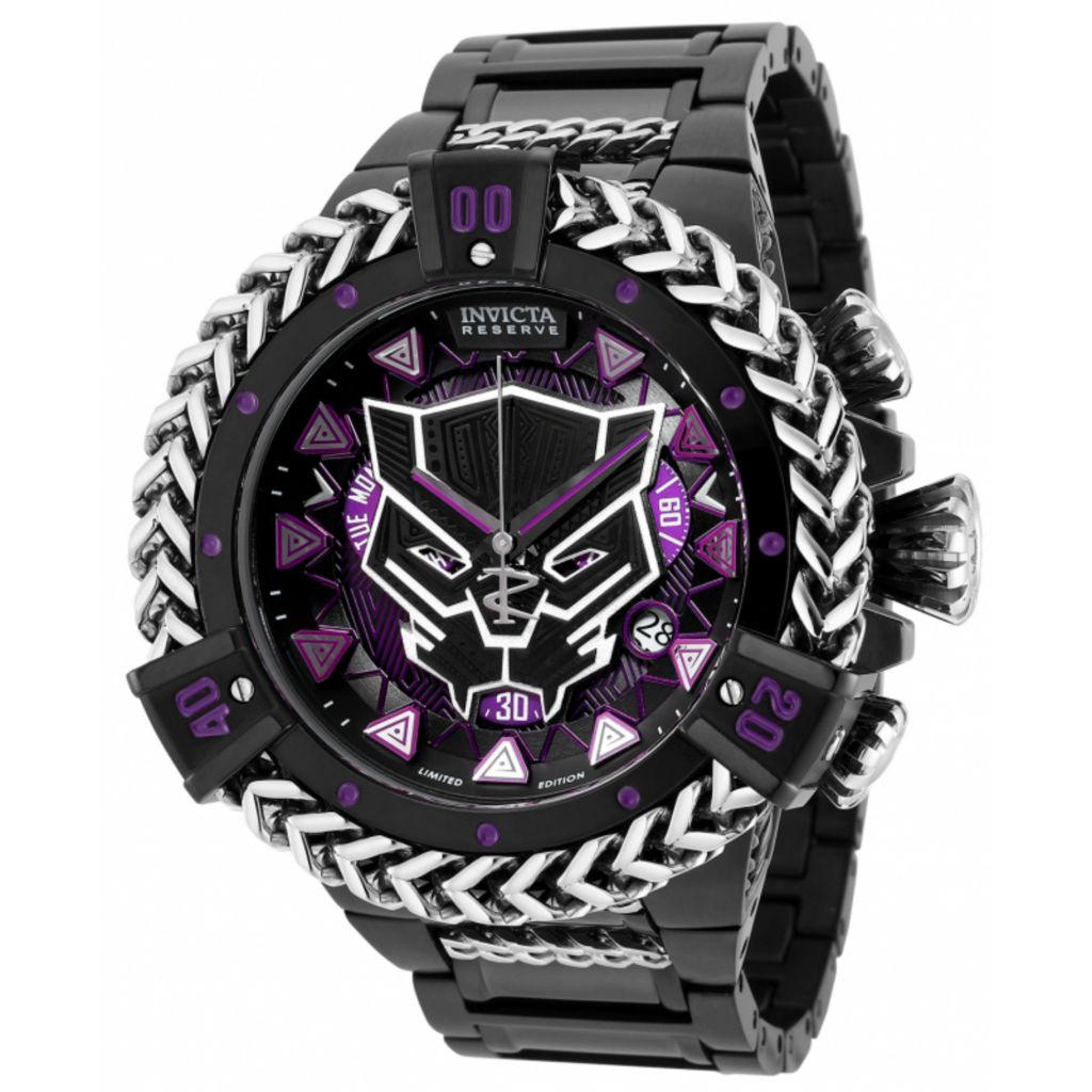 Invicta Marvel Men s 54mm Black Panther Limited Edition Swiss Quartz Chronograph Bracelet Watch ShopHQ