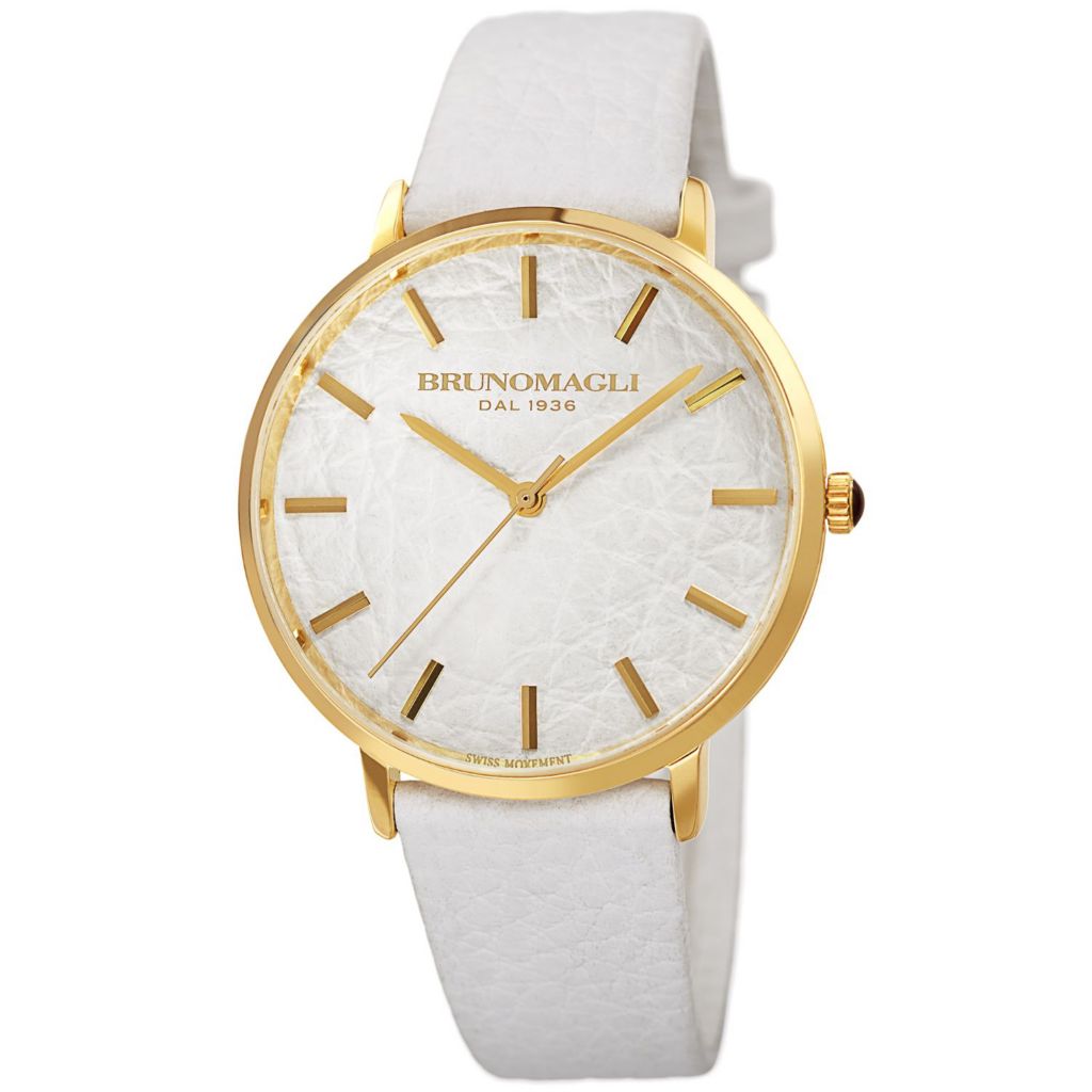 Bruno Magli Women s Roma Swiss Made Quartz White Dial Leather Watch ShopHQ