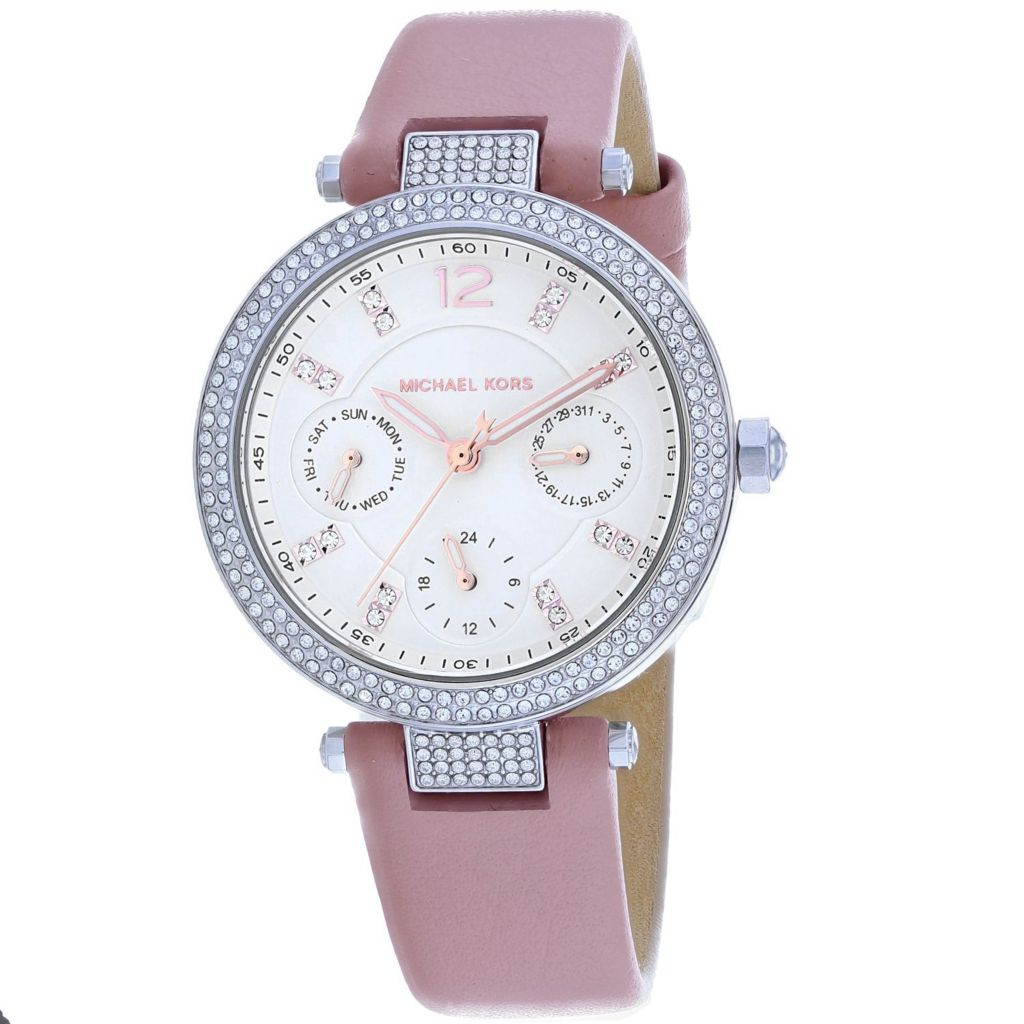 Michael kors pink hot sale leather strap watch