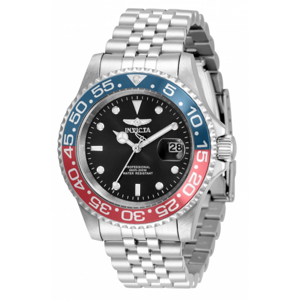 Invicta 40mm pro diver quartz magnified date window stainless steel bracelet watch hotsell