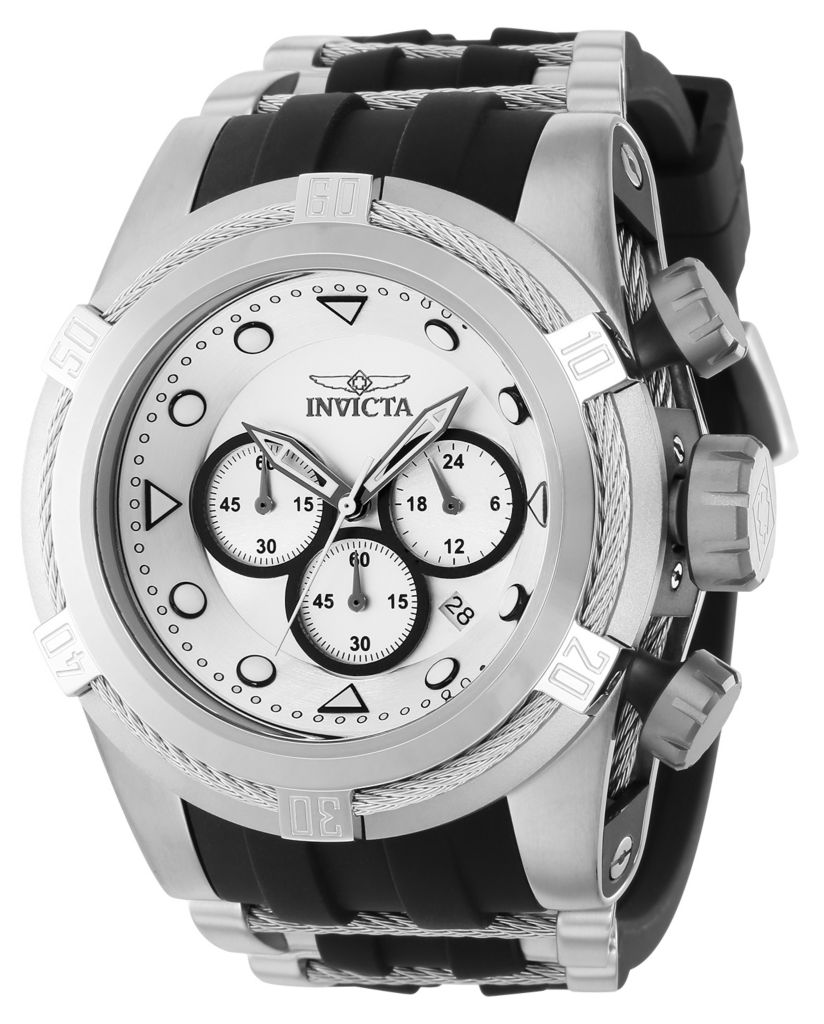 Invicta men's 50mm bolt quartz chronograph silicone hot sale strap watch