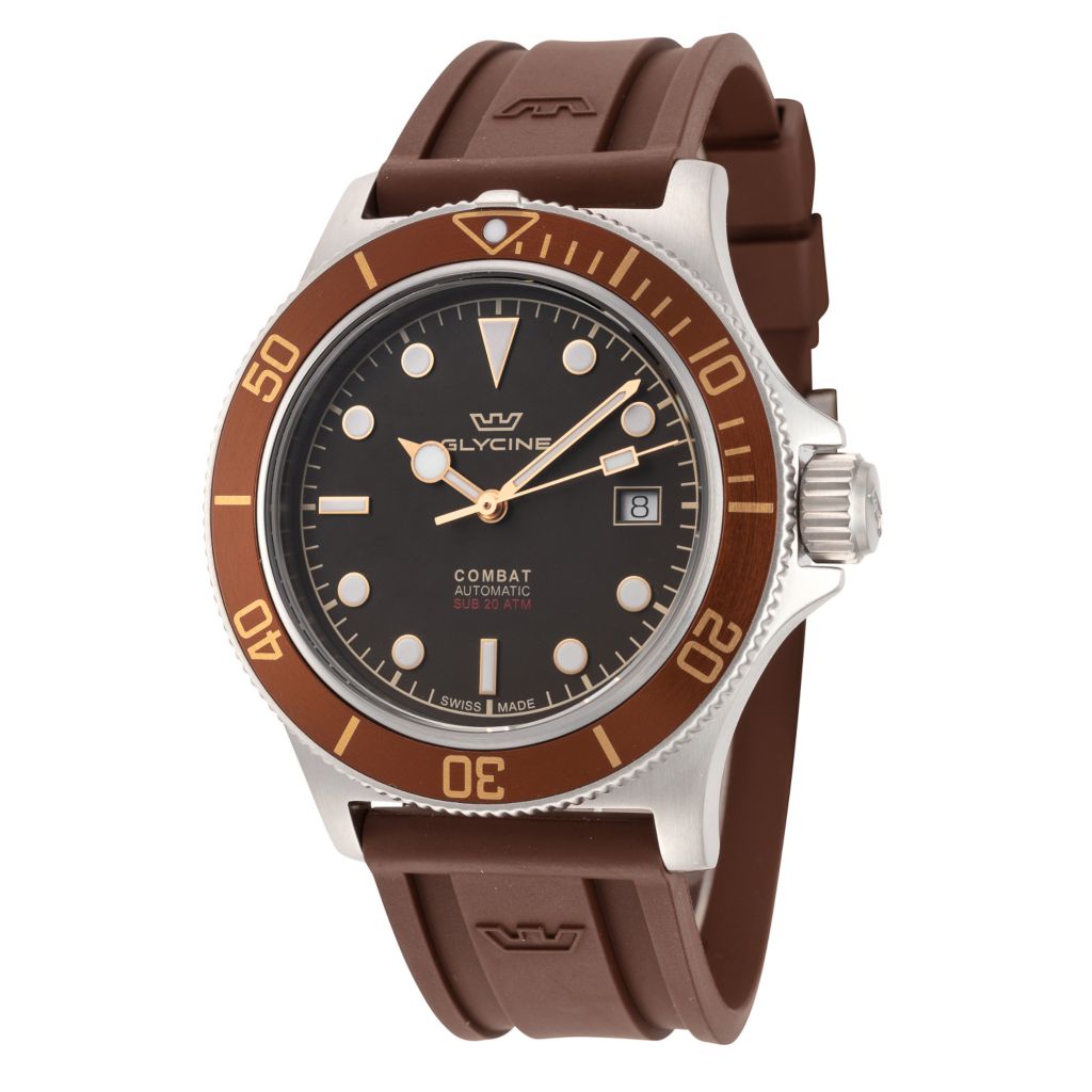 Glycine 42mm Combat Sub Sport Swiss Made Automatic Date Brown Dial