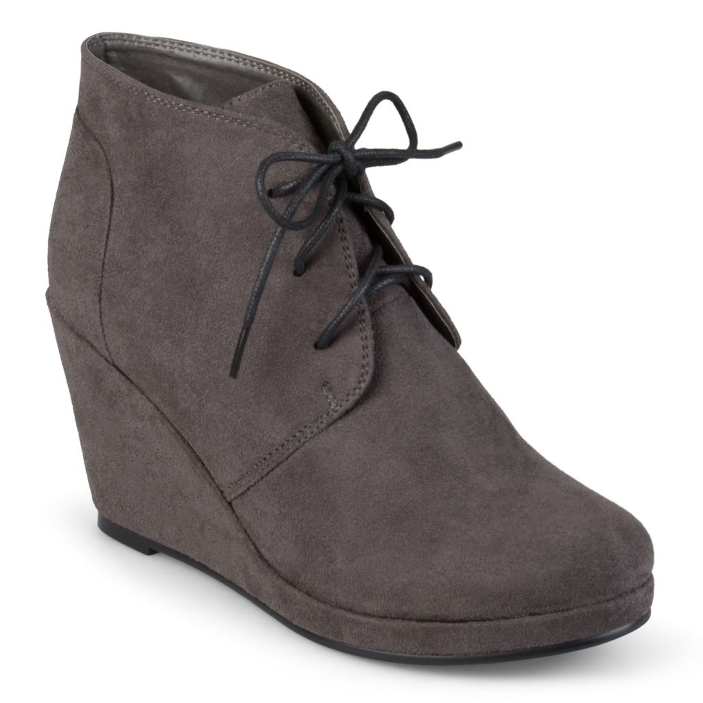 faux suede lace up ankle boots