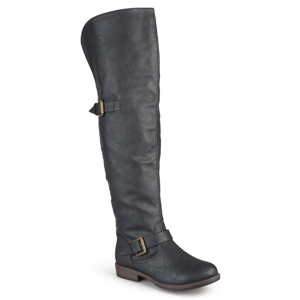 Journee Collection Womens Studded Faux leather Knee High Riding Boots New 
