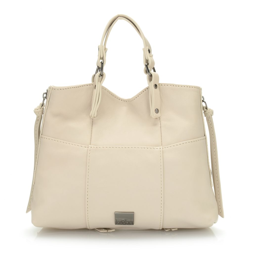 Kooba Everette Natural Grain Leather Side Zip Expanding Satchel w Removable Strap ShopHQ