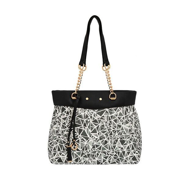 geometric print handbag