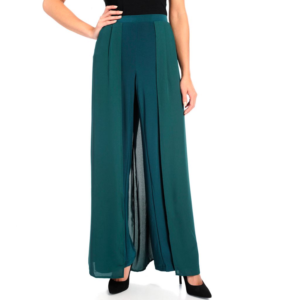 formal pants with skirt overlay