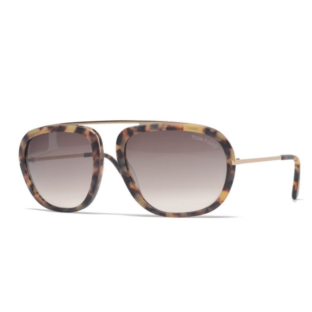 Tom Ford 57mm Faux Tortoiseshell Aviator Frame Sunglasses w/ Case -  