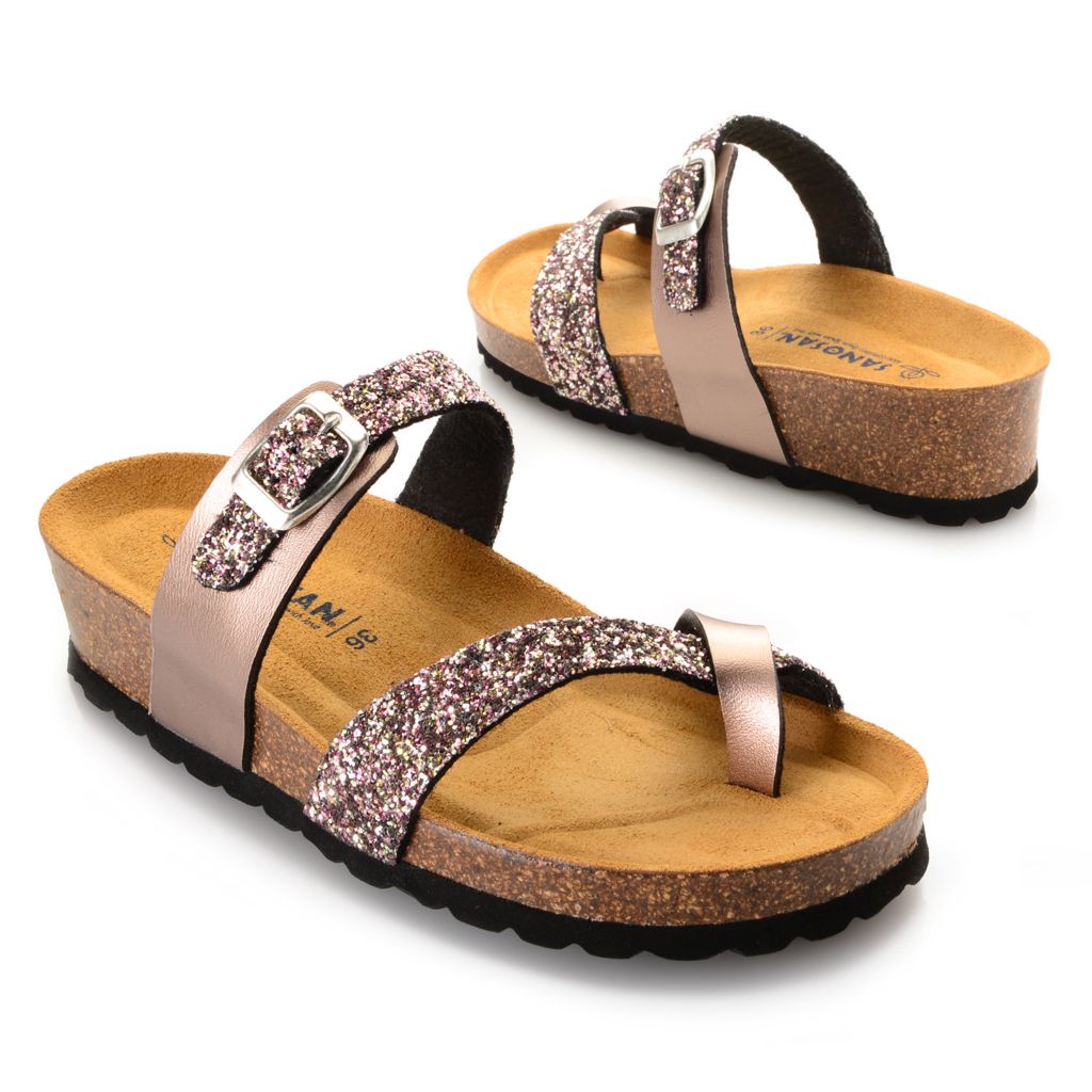 glitter buckle sandals