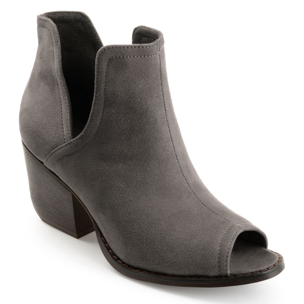 suede peep toe ankle boots