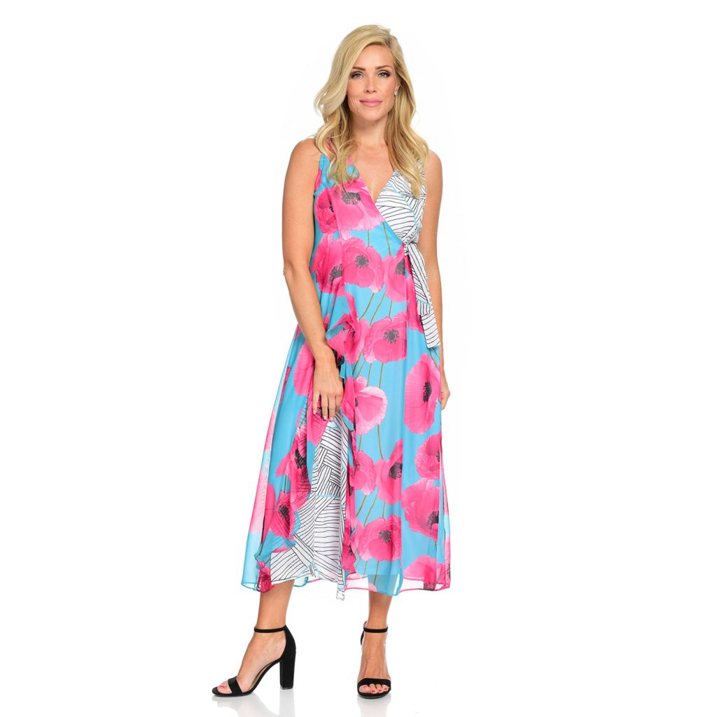 mixed print maxi dress