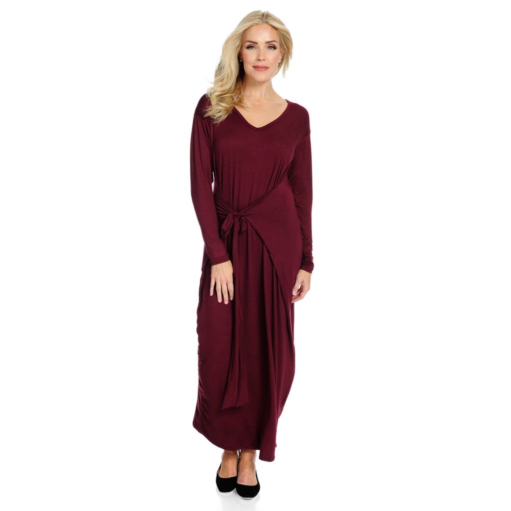 knit maxi dress with sleeves