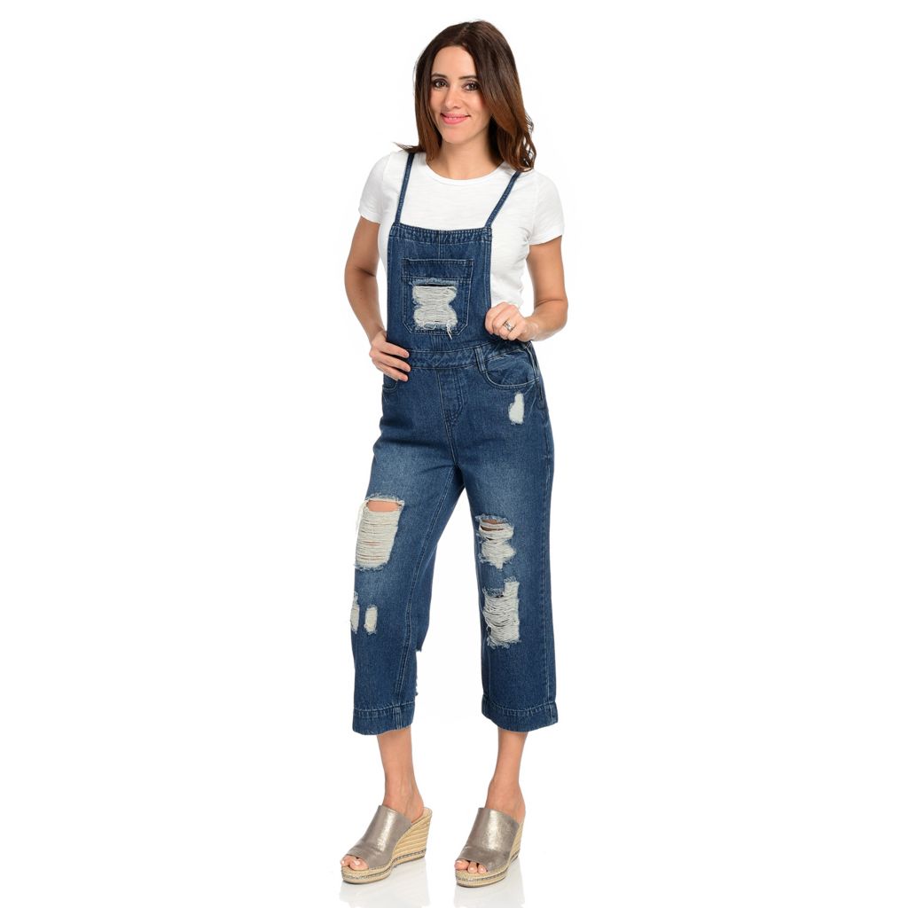 denim capri overalls