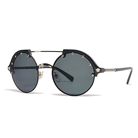 Versace 53mm Dark Gray Studded Frame Designer Sunglasses w/ Case on sale at  shophq.com - 741-676