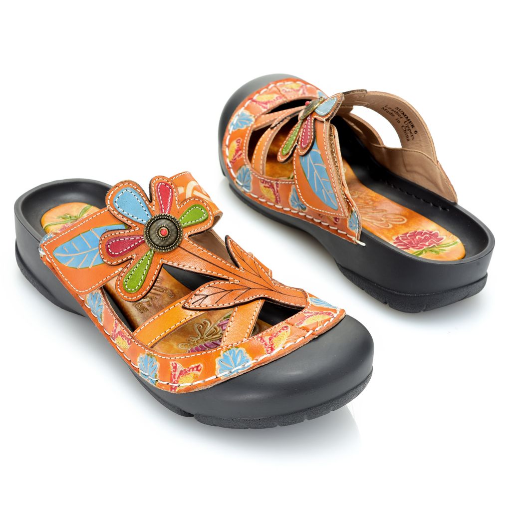 hand painted leather sandals